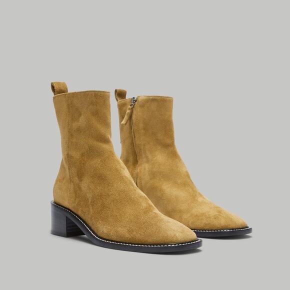 Everlane The City Boot Suede Leather Block Heel Saddle Sand Suede Size 8.5 NWOB - Picture 3 of 11